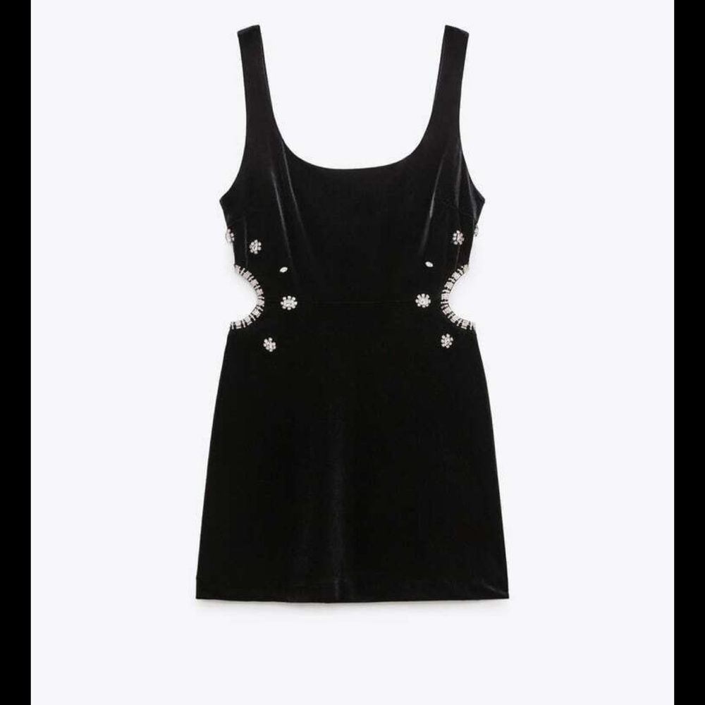 Zara jewel trim velvet dress